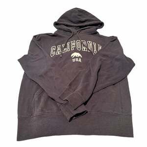 California Republic Bear Hoodie Size M Charcoal Gray Fleece USA